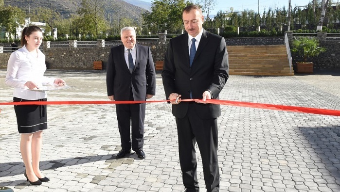 President attends opening of new building of secondary school in Shaki